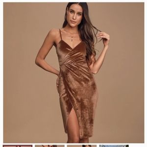 Lulu's Rusty Rose Velvet Bodycon Wrap Dress